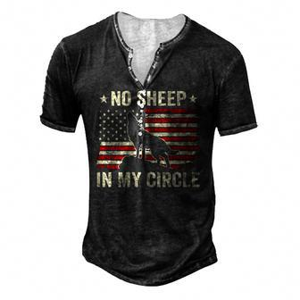 No Sheep In My Circle Wolves Not Sheep Usa Flag On Back Men's Henley T-Shirt | Mazezy