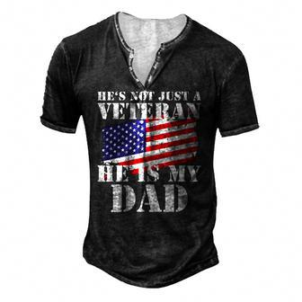 Not Just A Veteran Dad Son Daughter Veterans Day Gif Men's Henley T-Shirt | Mazezy