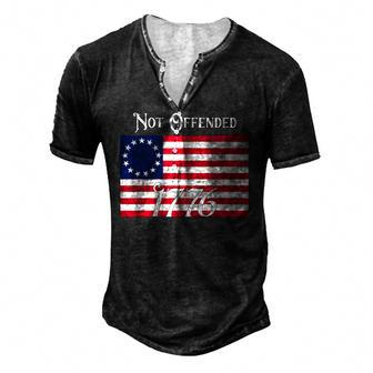 Not Offended 1776 Vintage Betsy Ross Flag Usa 2Nd Amendment Men's Henley T-Shirt | Mazezy