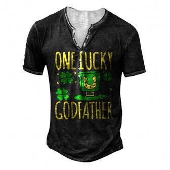 One Lucky Godfather St Patricks Day Lucky Godfather Men's Henley T-Shirt | Mazezy