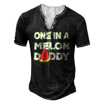 Mens One In A Melon Daddy Watermelon Dad Fathers Day Men's Henley T-Shirt | Mazezy