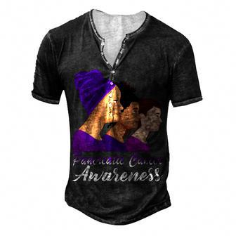 Pancreatic Cancer Awareness Purple Women Pancreatic Cancer Pancreatic Cancer Awareness Men's Henley Button-Down 3D Print T-shirt - Monsterry AU