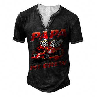 Papa Pit Crew Race Car Birthday Party Racing Family Men's Henley T-Shirt - Seseable
