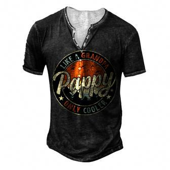 Pappy Like A Grandpa Only Cooler Vintage Retro Fathers Day Men's Henley T-Shirt | Mazezy