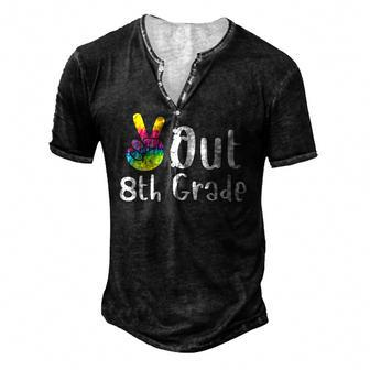 Peace Out 8Th Grade Tie Dye Graduation Class Of 2022 Virtual Men's Henley T-Shirt | Mazezy