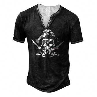 Pirate Flag Pirates For Men Men's Henley T-Shirt | Mazezy