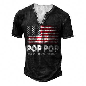 Mens Pop Pop The Man Myth Legend Fathers Day 4Th Of July Grandpa Men's Henley T-Shirt - Seseable
