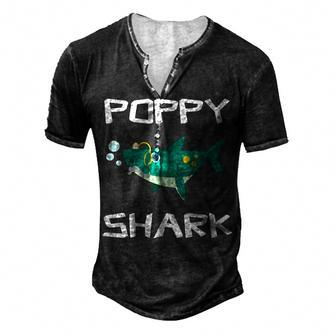 Poppy Grandpa Poppy Shark Men's Henley T-Shirt - Seseable