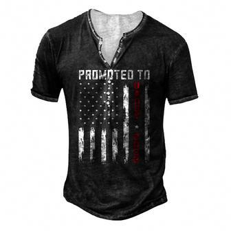 Mens Promoted To Daddy American Flag Pregnancy Announcement Men's Henley T-Shirt | Mazezy
