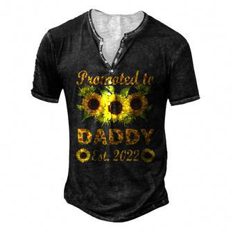 Promoted To Daddy Est 2022 Sunflower Men's Henley T-Shirt | Mazezy
