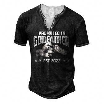 Promoted To Godfather 2022 For First Time Fathers New Dad Men's Henley T-Shirt | Mazezy