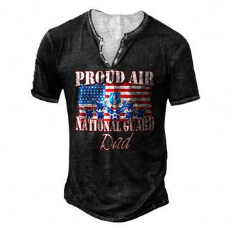 Proud Air National Guard Dad Usa Air Force Fathers Day Men's Henley T-Shirt | Mazezy