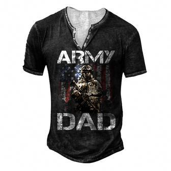 Mens Proud Army Dad Patriot American Flag Usa 4Th Of July Men's Henley T-Shirt - Seseable