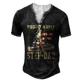 Proud Army National Guard Step-Dad Veterans Day Men's Henley T-Shirt | Mazezy