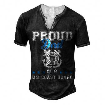 Mens Proud Dad Of A Coast Guard Military Family Us 4Th Of July Men's Henley T-Shirt - Seseable