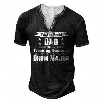 Proud Dad Drum Major Marching Band Men's Henley T-Shirt | Mazezy