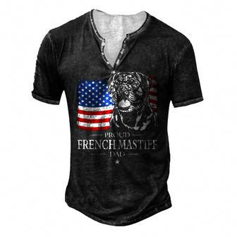 Proud French Mastiff American Flag Patriotic Dog Men's Henley T-Shirt | Mazezy