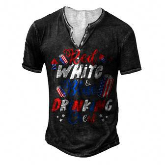Red White & Blue Drinking Crew 4Th Of July 2022 Drink Party Men's Henley T-Shirt - Seseable