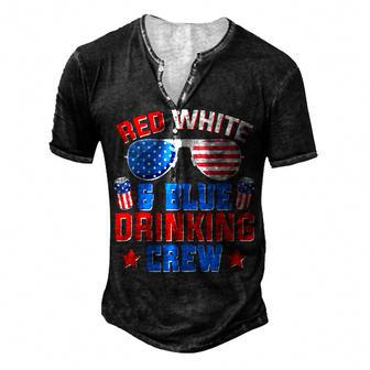 Red White And Blue Drinking Crew 4Th Of July Sunglasses Men's Henley T-Shirt - Seseable