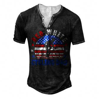 Mens Red White Cycling Dad 4Th Of July American Flag Men's Henley T-Shirt - Seseable