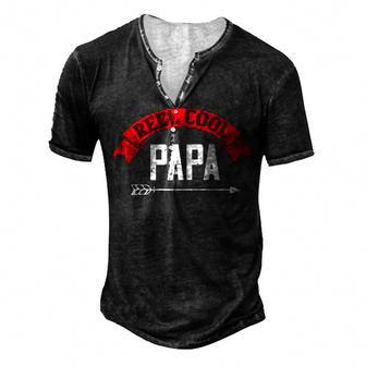 Reel Cool Papa Papa T-Shirt Fathers Day Gift Men's Henley Button-Down 3D Print T-shirt - Monsterry