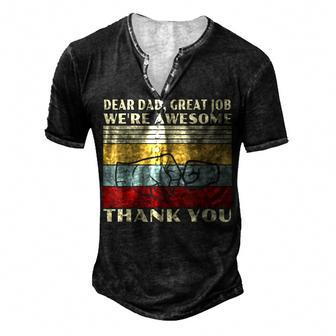 Mens Retro Dear Dad Great Job Were Awesome Thank You Vintage Men's Henley T-Shirt | Mazezy