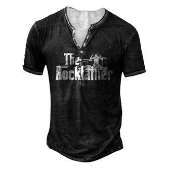 Mens The Rockfather Rock And Roll Drummer Graphic Tee Men's Henley T-Shirt | Mazezy
