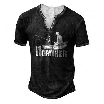 The Rodfather Nature Lover And Fisher Men's Henley T-Shirt | Mazezy