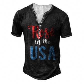 Rose In The Usa Cute Drinking 4Th Of July Men's Henley T-Shirt | Mazezy