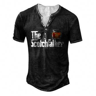 Mens The Scotchfather Scotch Father Dad Fathers Day Drinking Men's Henley T-Shirt | Mazezy