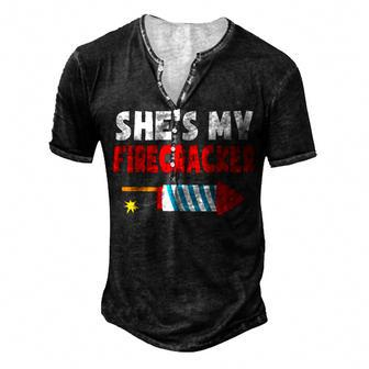 Mens Shes My Firecracker 4Th Of July Fireworks Couple Matching Men's Henley T-Shirt - Seseable