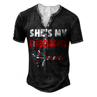 Shes My Firecracker 4Th Of July Matching Couples Cute Men's Henley T-Shirt - Seseable