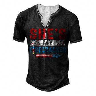 Mens Shes My Firecracker 4Th July Matching Couples For Him Men's Henley T-Shirt - Seseable