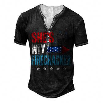 Shes My Firecracker His And Hers 4Th July Matching Couples Men's Henley T-Shirt - Seseable