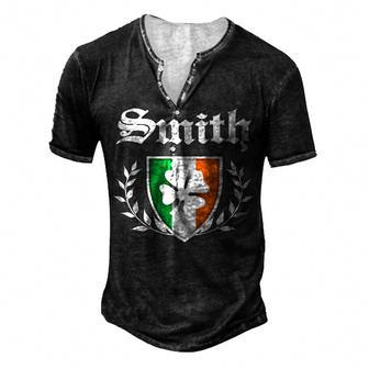 Smith Family Shamrock Crest Vintage Distressed Essential T Shirt Men's Henley T-Shirt - Seseable