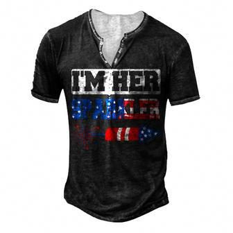 Im Her Sparkler 4Th Of July American Pride Matching Couple Men's Henley T-Shirt - Seseable