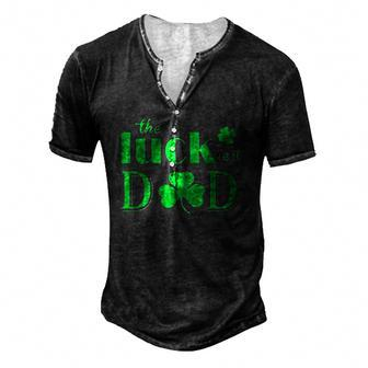 St Patricks Day The Luckiest Dad Men's Henley T-Shirt | Mazezy