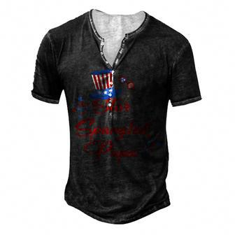 Mens Star Spangled Papa 4Th Of July Fathers Day Dad Men's Henley T-Shirt - Seseable