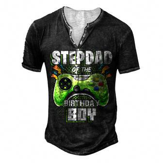 Stepdad Of The Birthday Boy Matching Family Video Game Party Men's Henley T-Shirt - Seseable