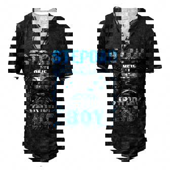 Stepdad Of The Birthday Boy Matching Family Video Game Party Men's Henley T-Shirt - Seseable