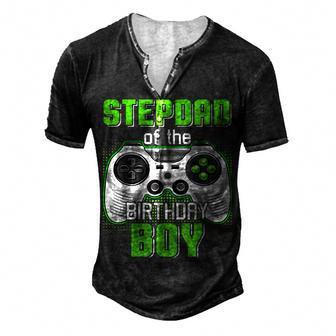 Stepdad Of The Birthday Boy Video Game B-Day Top Gamer Party Men's Henley T-Shirt - Seseable