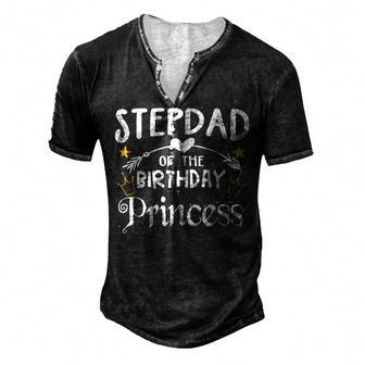 Stepdad Of The Birthday Princess Matching Family Men's Henley T-Shirt - Seseable