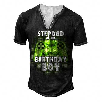 Stepdad Of The Gamer Boy Matching Video Game Birthday Men's Henley T-Shirt - Seseable