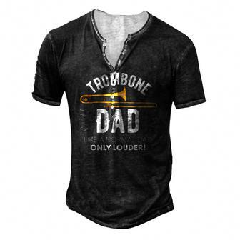 Trombone Dad But Loud Marching Band Support Fathers Day Men's Henley T-Shirt | Mazezy