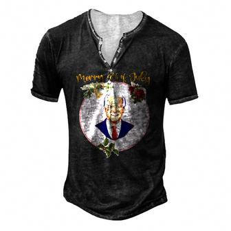 Ugly Christmas Vintage Joe Biden Merry 4Th Of July Men's Henley T-Shirt | Mazezy