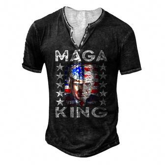 Ultra Maga King Trump Vintage American Us Flag Anti Biden Men's Henley T-Shirt | Mazezy