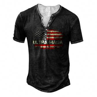 Mens Ultra Maga Proud Patriotic Republicans Proud Ultra Maga Men's Henley T-Shirt | Mazezy