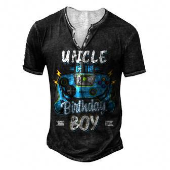 Uncle Of The Birthday Boy Matching Family Video Gamer Party Men's Henley T-Shirt - Seseable