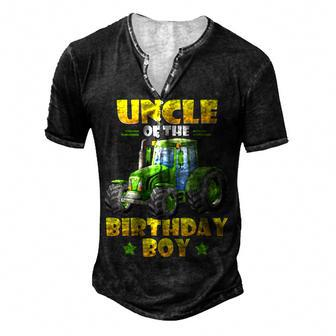 Uncle Of The Birthday Boy Tractor Farm Truck Party Men's Henley T-Shirt - Seseable
