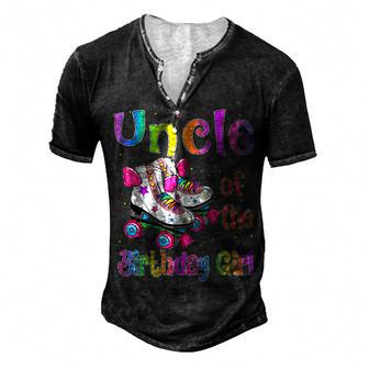 Uncle Birthday Girl Rolling Skate Birthday Family Party Men's Henley T-Shirt - Seseable